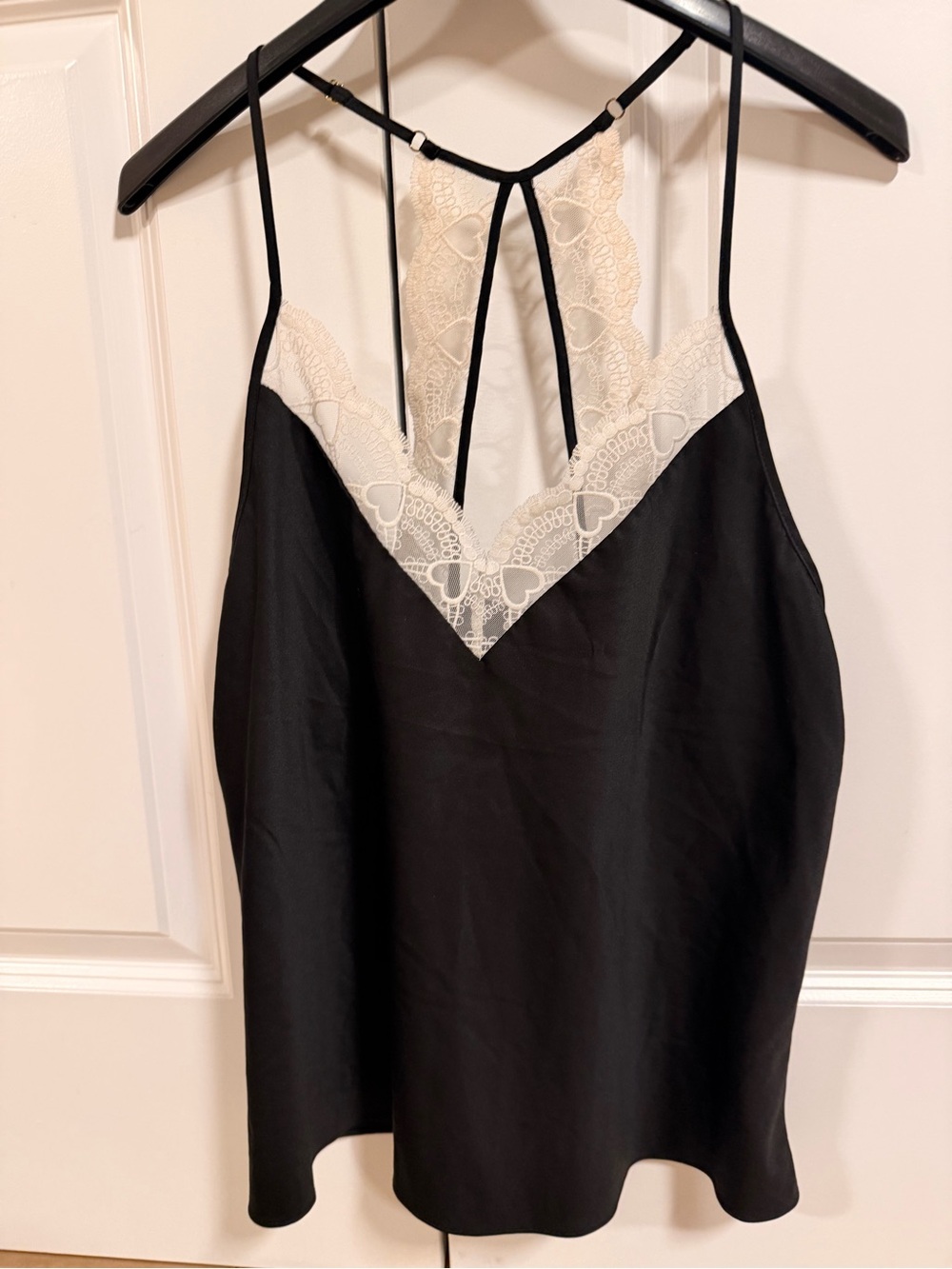 Black & Cream Lace Trim Camisole Slip